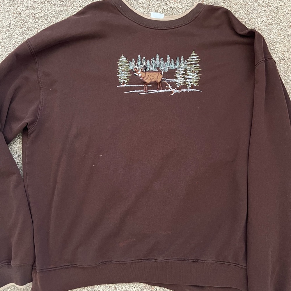 Brown Sweater with deer forest design